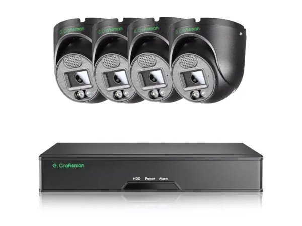 Zestaw 4 kamer G.Craftsman Kopułka 8MP 30 kl/s Czarne
