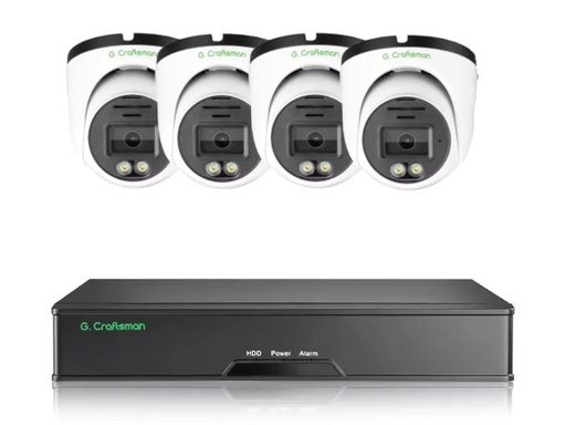 [195660905] Zestaw 4 kamer G.Craftsman Kopułka 8MP 30 kl/s Białe