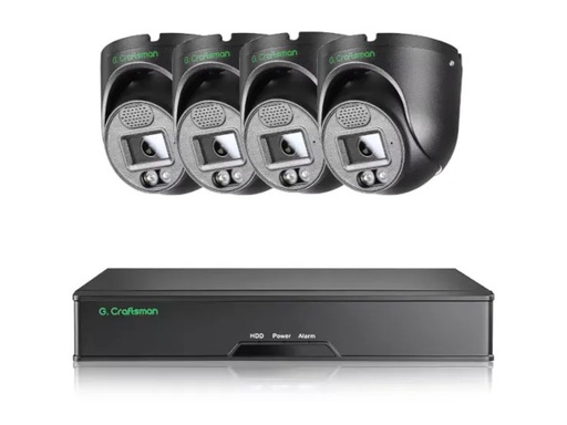 Zestaw 4 kamer G.Craftsman Kopułka 5MP 30 kl/s Czarne + HDD 2TB WD Purple